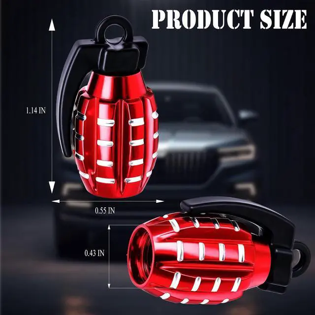 Alt view image 2 of 7 - 4 PCS Tire Valve Stem Caps, Aluminium Alloy Tire Valve Stem Covers Universal for Cars, Trucks, SUV, Motorcycles, Bike and Bicycles (Red)