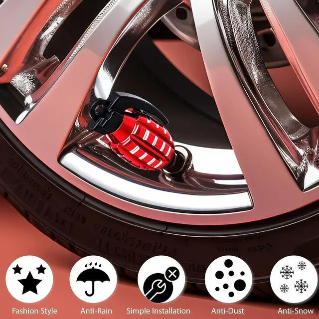 Alt view image 5 of 7 - 4 PCS Tire Valve Stem Caps, Aluminium Alloy Tire Valve Stem Covers Universal for Cars, Trucks, SUV, Motorcycles, Bike and Bicycles (Red)
