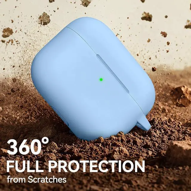 Alt view image 5 of 7 - for AirPods Pro 3 Case (2025),Soft Silicone Protective Cover Compatible with Apple AirPods Pro 3rd Generation Case with Cleaning Kit for Women Men,Air pods Pro Cases with Keychain,Sky Blue