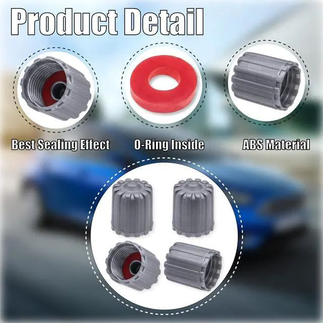 Alt view image 3 of 7 - 10PCS TPMS Tire Valve Stem Caps, Plastic Wheel Tire Valve Stem, with O-Ring Rubber Seal, Universal Tire Valve Stem Covers for Cars, SUV, Trucks, Bikes, Motorcycles, Bicycles(Gray)