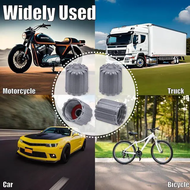Alt view image 6 of 7 - 10PCS TPMS Tire Valve Stem Caps, Plastic Wheel Tire Valve Stem, with O-Ring Rubber Seal, Universal Tire Valve Stem Covers for Cars, SUV, Trucks, Bikes, Motorcycles, Bicycles(Gray)
