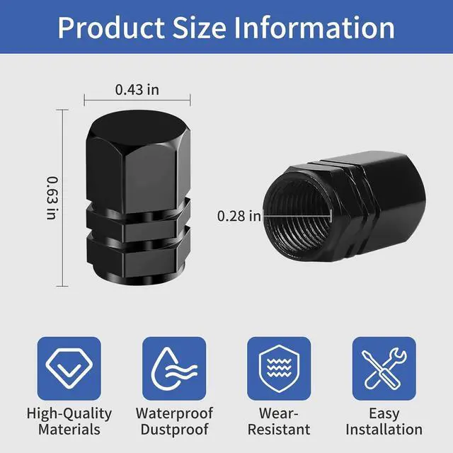 Alt view image 2 of 7 - 20 Pcs Tire Valve Caps,Valve Stem Caps for SUV Car Bike Motorcyclei(Black) | Car Accessories,Waterproof, Washable,Odor Free Universal Dustproof Stem