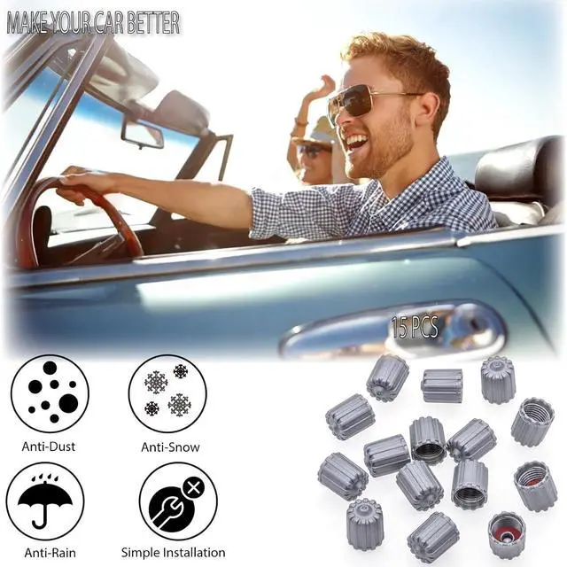 Alt view image 6 of 7 - 15PCS TPMS Tire Valve Stem Caps, Plastic Wheel Tire Valve Stem, with O-Ring Rubber Seal, Universal Tire Valve Stem Covers for Cars, SUV, Trucks, Bikes, Motorcycles, Bicycles(Gray)