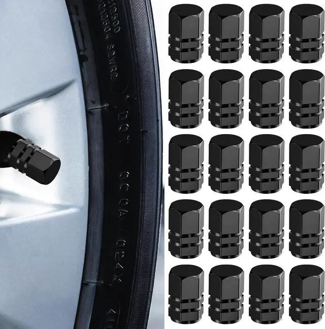 Main image of 20 Pcs Tire Valve Caps,Valve Stem Caps for SUV Car Bike Motorcyclei(Black) | Car Accessories,Waterproof, Washable,Odor Free Universal Dustproof Stem