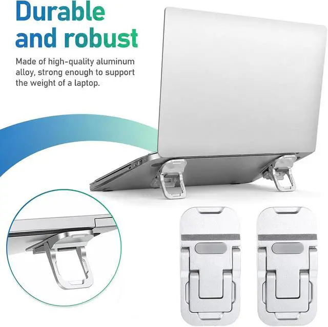Alt view image 5 of 6 - 2 Pcs Foldable Laptop Stand Zinc Alloy Portable Keyboard Riser | Portable Laptop Riser Feet, Laptops Stand with Dual Tilt Angle, Adjustable Laptops Stand, for Most Keyboards