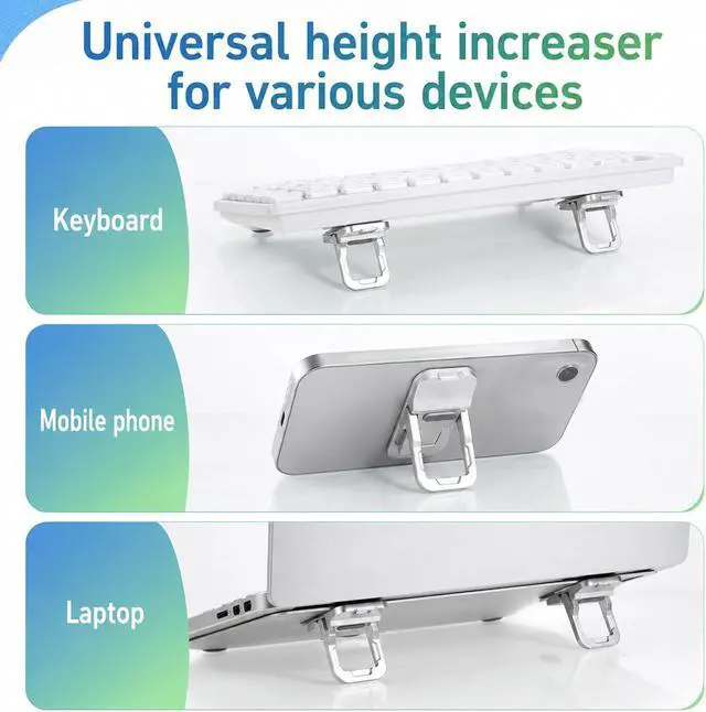 Alt view image 6 of 6 - 2 Pcs Foldable Laptop Stand Zinc Alloy Portable Keyboard Riser | Portable Laptop Riser Feet, Laptops Stand with Dual Tilt Angle, Adjustable Laptops Stand, for Most Keyboards