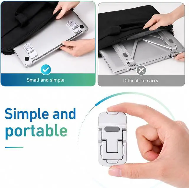 Alt view image 4 of 6 - 2 Pcs Foldable Laptop Stand Zinc Alloy Portable Keyboard Riser | Portable Laptop Riser Feet, Laptops Stand with Dual Tilt Angle, Adjustable Laptops Stand, for Most Keyboards