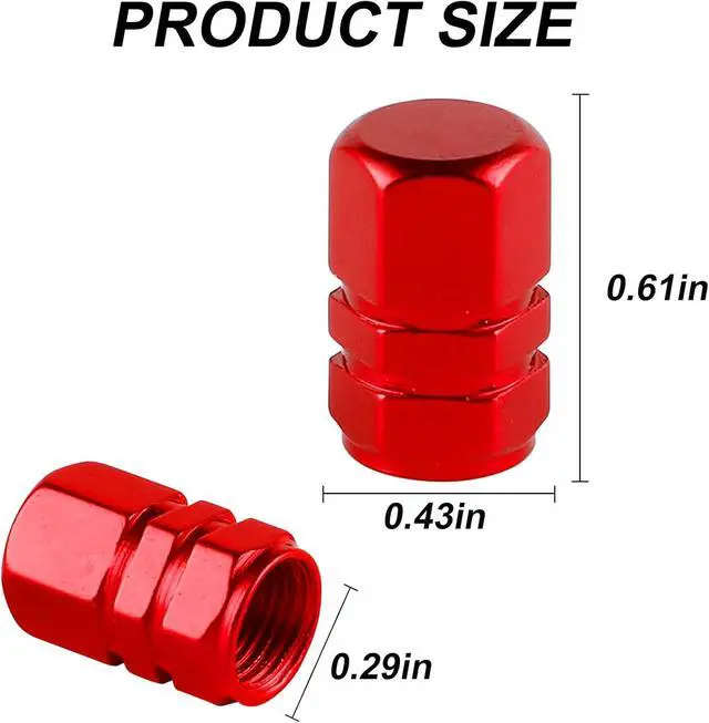 Alt view image 2 of 6 - Alpmosn Aluminum Tire Stem Valve Caps Wheel Valve Covers Car Dustproof Tire Cap Cover Accessories, Universal for SUV, Car, Bike and Motorcycle, Hexagon Shape (4PCS Red)