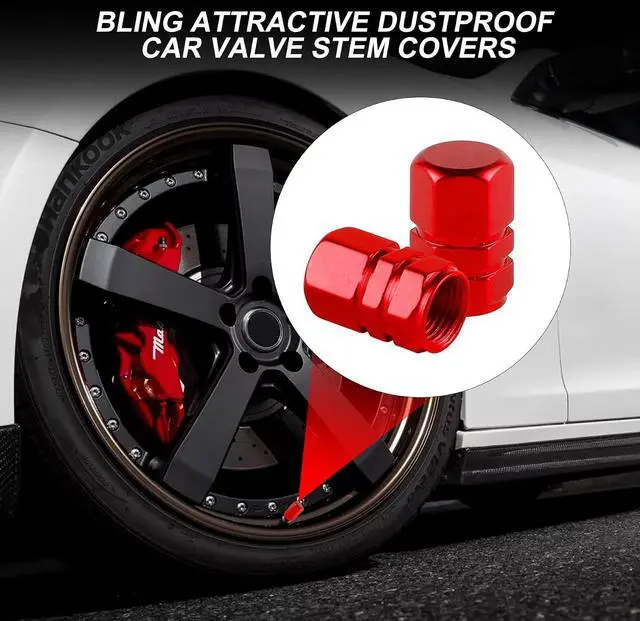 Alt view image 6 of 6 - Alpmosn Aluminum Tire Stem Valve Caps Wheel Valve Covers Car Dustproof Tire Cap Cover Accessories, Universal for SUV, Car, Bike and Motorcycle, Hexagon Shape (4PCS Red)