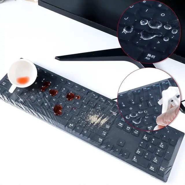 Alt view image 3 of 7 - Weewooday 30 Pcs Universal Disposable Keyboard Protector Cover 0.025mm Wipeable Fully Covered Waterproof Anti-Dust Keyboard Protector for Computer Desktop Schools Office Supplies