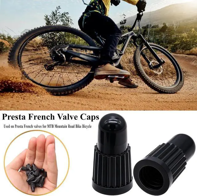 Alt view image 5 of 7 - Black Presta Valve Caps (20 Pack) Dust & Air Stem Covers for MTB, Road Bike, Bicycle Fits French Valves, Lightweight Plastic Tubeless Tire Valve Caps