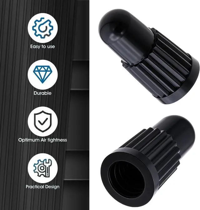 Alt view image 7 of 7 - Black Presta Valve Caps (20 Pack) Dust & Air Stem Covers for MTB, Road Bike, Bicycle Fits French Valves, Lightweight Plastic Tubeless Tire Valve Caps