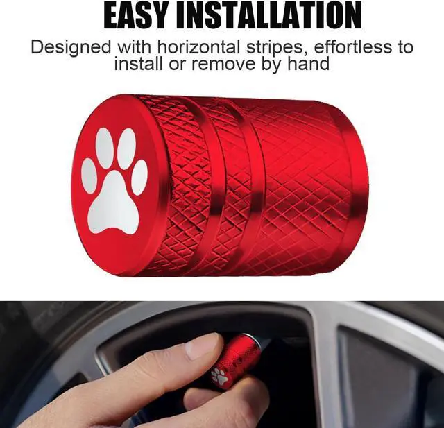 Alt view image 4 of 6 - DESOUL 4 Pack Tire Valve Stem Caps Cat Paw - Red | Aluminum Air Caps with Plastic Liner Corrosion Resistant | Leak-Proof | Universal Fit for Cars, Trucks, Motorcycles