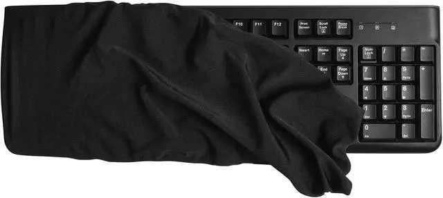 Alt view image 2 of 7 - Keyboard Dust Cover for 75% 80% 96% Full Size PC Keyboards | Stretch Fabric Anti-Dust Keyboard Sleeve, Dustproof Protector Fits 14.9"x5.9" to 19.5"x7.5" Keyboards, Black, Size M