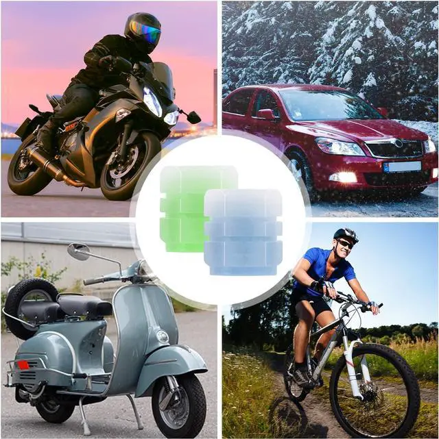 Alt view image 7 of 7 - 8PCS Glow-in-the-Dark Tire Valve Stem Caps for Cars, Bikes, Blue/Green | Universal 8mm fit, airtight plastic insert, hand-tight thread design, for cars, trucks, motorcycles and bicycles