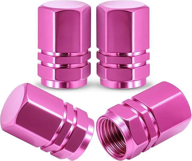 Main image of 4PCS Tire Valve Stem Caps, with Rubber O-Ring, Corrosion Resistant Leak-Proof, Aluminum Alloy Universal Wheel Valve Covers for Cars, SUV, Trucks, Bikes, Motorcycles, Bicycles(Pink)
