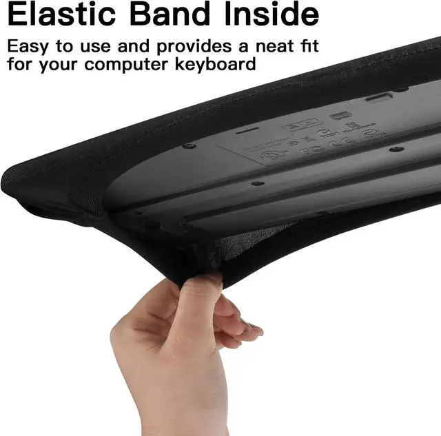 Alt view image 5 of 7 - Keyboard Dust Cover for 75% 80% 96% Full Size PC Keyboards | Stretch Fabric Anti-Dust Keyboard Sleeve, Dustproof Protector Fits 14.9"x5.9" to 19.5"x7.5" Keyboards, Black, Size M
