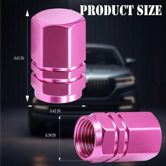 Alt view image 2 of 7 - 4PCS Tire Valve Stem Caps, with Rubber O-Ring, Corrosion Resistant Leak-Proof, Aluminum Alloy Universal Wheel Valve Covers for Cars, SUV, Trucks, Bikes, Motorcycles, Bicycles(Pink)