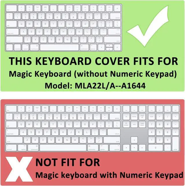Alt view image 2 of 7 - ProElife Ultra Thin Silicone Keyboard Protector Cover Skin for Apple Magic Keyboard & Magic Keyboard 2 (U.S Version, Model: MLA22L/A-A1644, Without Numeric Keypad) (Transparent)