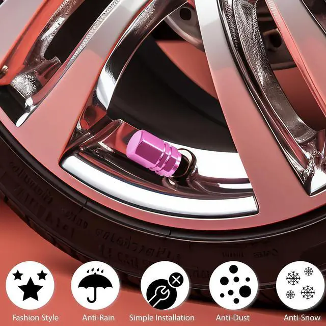 Alt view image 5 of 7 - 4PCS Tire Valve Stem Caps, with Rubber O-Ring, Corrosion Resistant Leak-Proof, Aluminum Alloy Universal Wheel Valve Covers for Cars, SUV, Trucks, Bikes, Motorcycles, Bicycles(Pink)