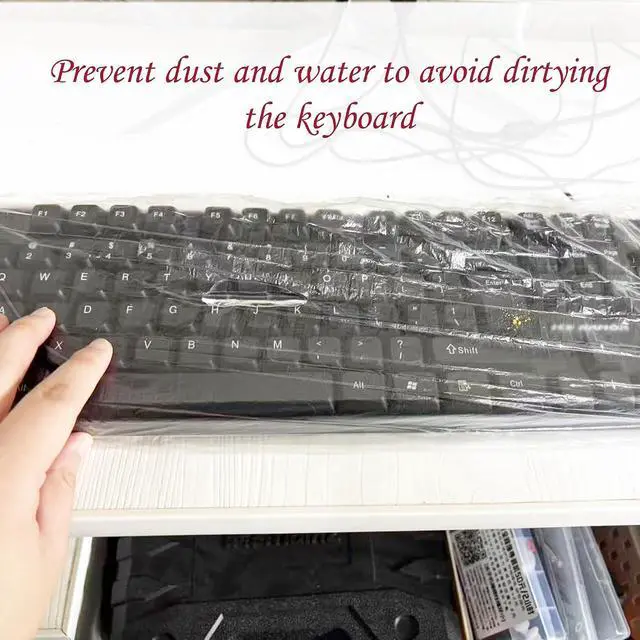 Alt view image 2 of 6 - 50Pcs Keyboard Cover - Disposable Keyboard Protector for Desktop Dustproof Waterproof for Office Schools Supplies