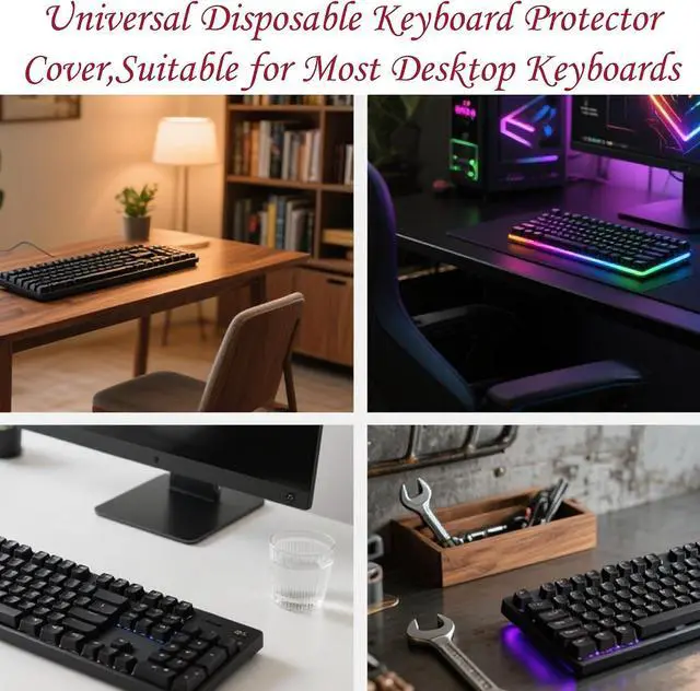Alt view image 5 of 6 - 50Pcs Keyboard Cover - Disposable Keyboard Protector for Desktop Dustproof Waterproof for Office Schools Supplies
