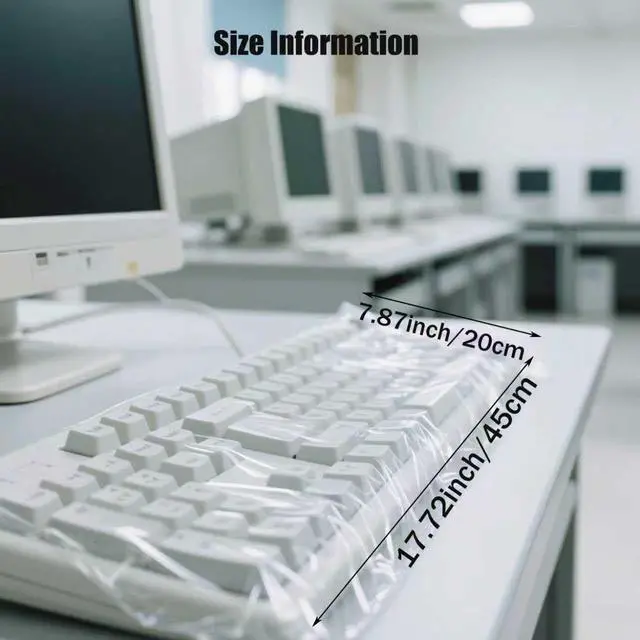 Alt view image 4 of 6 - 50Pcs Keyboard Cover - Disposable Keyboard Protector for Desktop Dustproof Waterproof for Office Schools Supplies