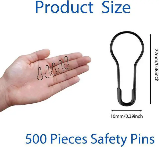 Alt view image 2 of 7 - 500Pcs Black Safety Pins 0.8" Metal Bulb Pins Gourd Pin Clothing Tag Pins Calabash Pin for DIY Craft, Home Accessories