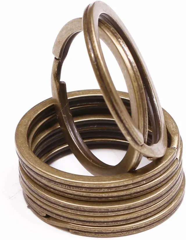 Alt view image 2 of 6 - Shapenty 1.2 Inch Antique Bronze Flat Split Key Chain Ring Connector Metal Keychain Keyring Clip Loop Holder (Bronze Tone, 7PCS)