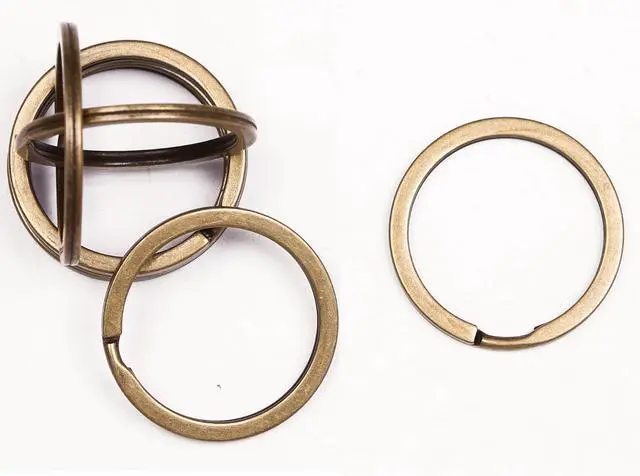 Alt view image 3 of 6 - Shapenty 1.2 Inch Antique Bronze Flat Split Key Chain Ring Connector Metal Keychain Keyring Clip Loop Holder (Bronze Tone, 7PCS)