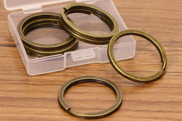 Alt view image 5 of 6 - Shapenty 1.2 Inch Antique Bronze Flat Split Key Chain Ring Connector Metal Keychain Keyring Clip Loop Holder (Bronze Tone, 7PCS)