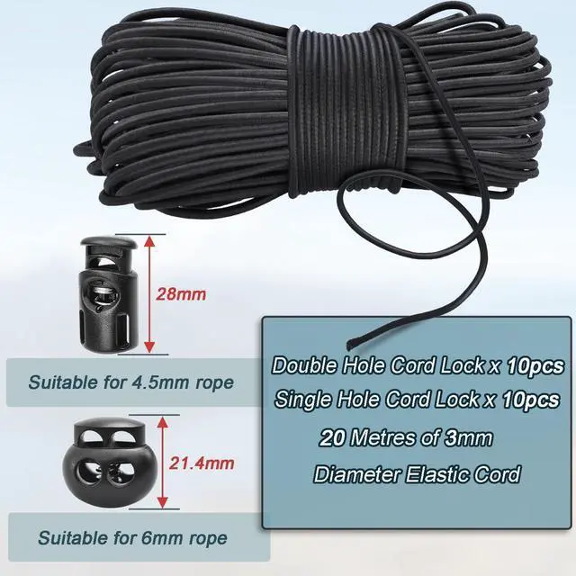 Alt view image 2 of 6 - 20PCS Plastic Spring Cord Lock for Drawstring,1/8 Inch 65ft Elastic Cord Small Paracord Spring Toggle Stopper Elastic Shoeslace Locks String Clips Sweatpants Gloves Bungee Swim Goggles Replacement