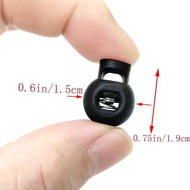 Alt view image 3 of 7 - 25PCS Adjustable Ball Cord Lock Round Toggle Stopper Rope Spring Cord Clips | Fit for Paracord, Drawstrings, Camping, Hiking, Shoelace Replacement, Sports, Backpack,Black