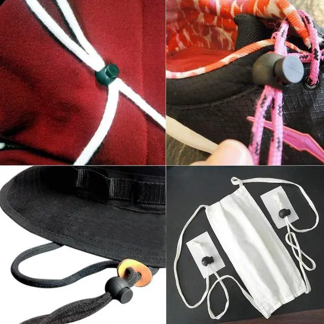Alt view image 6 of 7 - 25PCS Adjustable Ball Cord Lock Round Toggle Stopper Rope Spring Cord Clips | Fit for Paracord, Drawstrings, Camping, Hiking, Shoelace Replacement, Sports, Backpack,Black