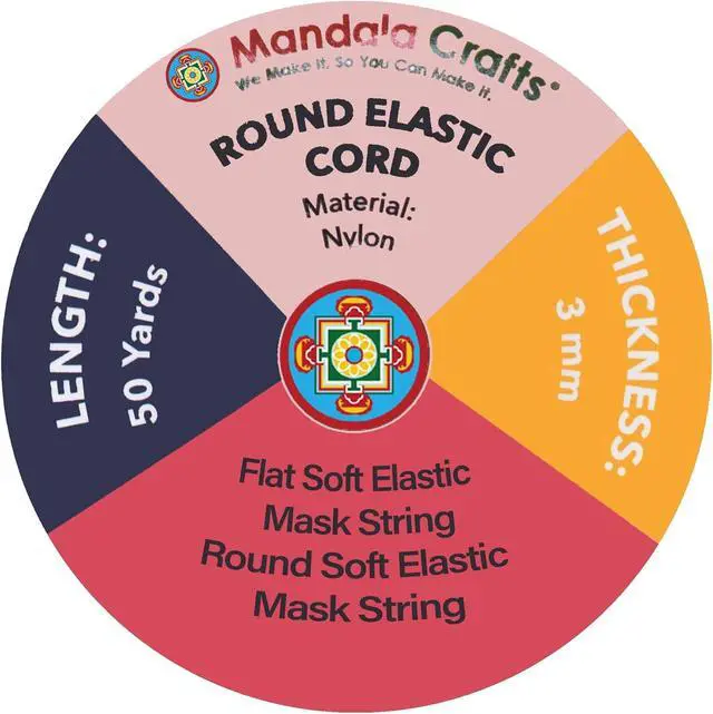 Alt view image 3 of 7 - Mandala Crafts 1/8 Inch Black Round Elastic Strings for Masks Ear Loops | 3mm, 50 Yards, Latex Free, Soft, Comfortable, Machine Washable, Stretchy Cord for Sewing, Jewelry Making, DIY Crafts