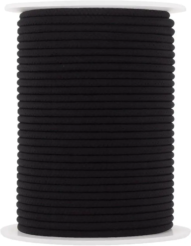 Alt view image 2 of 7 - Mandala Crafts 1/8 Inch Black Round Elastic Strings for Masks Ear Loops | 3mm, 50 Yards, Latex Free, Soft, Comfortable, Machine Washable, Stretchy Cord for Sewing, Jewelry Making, DIY Crafts