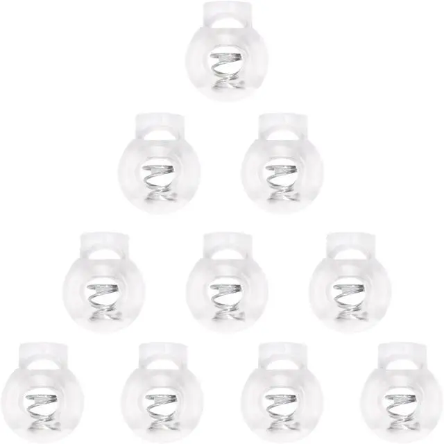 Main image of Tupalizy Clear Plastic Cord Locks Single Hole Spring Toggle Stoppers Fastener Slider for Drawstring Pant Hat Bag Shoelace