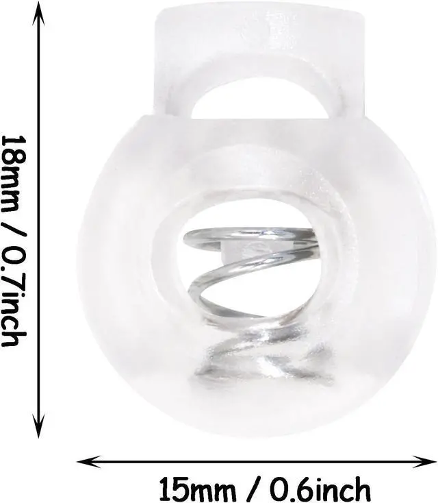 Alt view image 2 of 5 - Tupalizy Clear Plastic Cord Locks Single Hole Spring Toggle Stoppers Fastener Slider for Drawstring Pant Hat Bag Shoelace