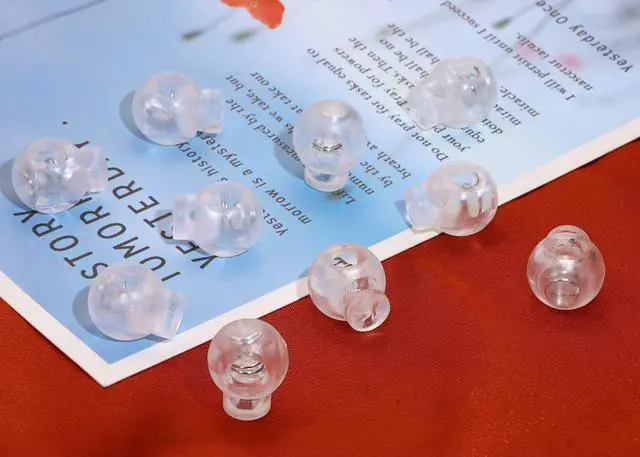 Alt view image 4 of 5 - Tupalizy Clear Plastic Cord Locks Single Hole Spring Toggle Stoppers Fastener Slider for Drawstring Pant Hat Bag Shoelace