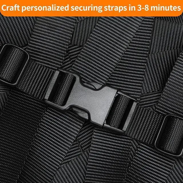 Alt view image 2 of 7 - BEYOURD Buckles and Straps Set 1": 6 Yards of Thick Nylon Webbing, 6-Pack Heavy Duty Adjustable Quick Side Release Plastic Buckles, 12 Tri-Glide Slide Clips, Black (1-Inch Combo Set)