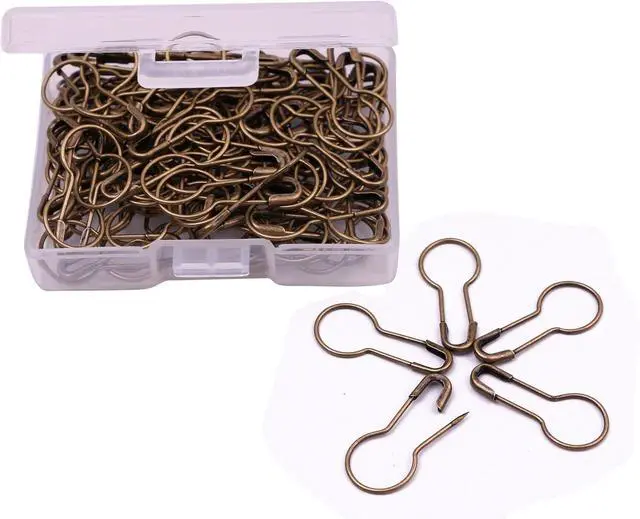 Main image of Shapenty 21mm/0.8 Inch Small Metal Gourd Safety Pins Bulb Guard Calabash Quilting Sewing Pin Bead Needles for DIY Craft Home Accessories, 120PCS (Bronze)