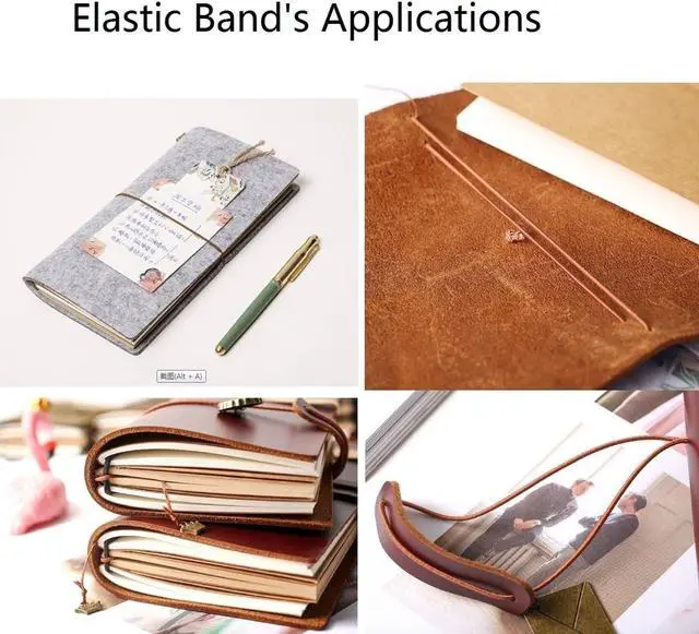 Alt view image 2 of 6 - 8 pcs Elastic Bands for TN Traveler Notebook,8.8 Yard Elastic Rubber Cords with 8 Decorative Toggles DIY Repair Kit for Refillable Leather Traveler's Journal