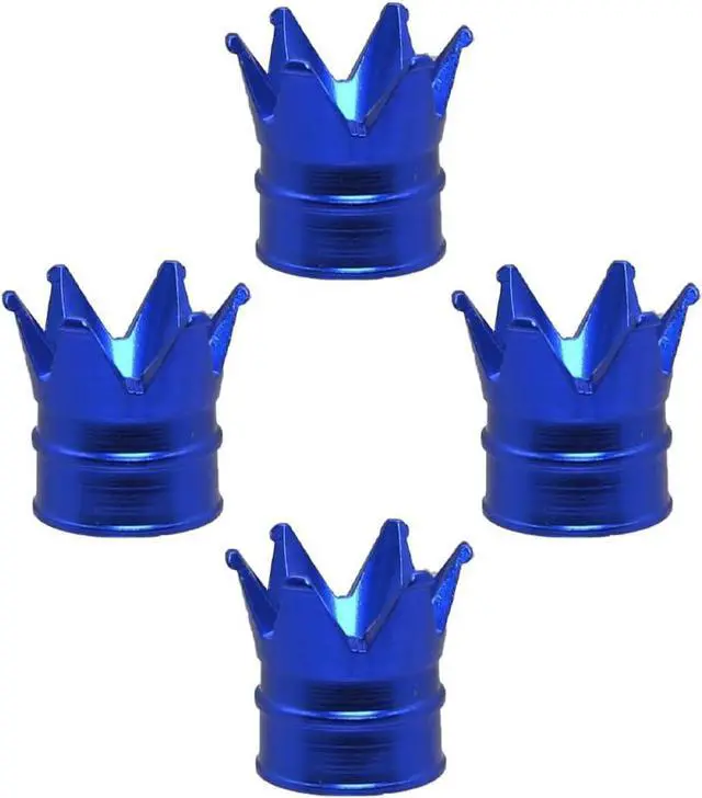 Main image of Senzeal 4PCS Crown Car Tire Valve Stem Caps Aluminum Alloy Air Caps Cover Dust Proof Tire Wheel Stem Caps Stem Covers Universal for Cars Bicycle Trucks Motorcycles Car Accessories (Blue)