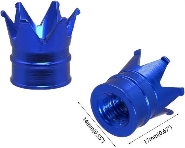 Alt view image 2 of 7 - Senzeal 4PCS Crown Car Tire Valve Stem Caps Aluminum Alloy Air Caps Cover Dust Proof Tire Wheel Stem Caps Stem Covers Universal for Cars Bicycle Trucks Motorcycles Car Accessories (Blue)