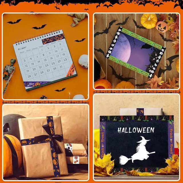 Alt view image 5 of 6 - SANNIX 12 Rolls Halloween Washi Tape 15mm Wide Halloween Pumpkin Ghost Bat Masking Tape for DIY Crafts and Scrapbooking