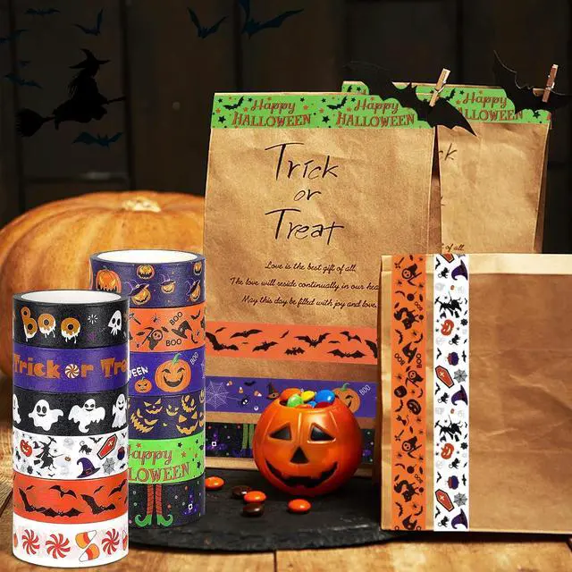 Alt view image 6 of 6 - SANNIX 12 Rolls Halloween Washi Tape 15mm Wide Halloween Pumpkin Ghost Bat Masking Tape for DIY Crafts and Scrapbooking