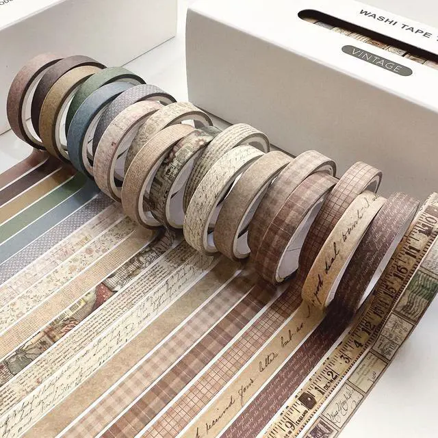 Alt view image 5 of 6 - Vintage Washi Tape Set 20 Rolls Skinny Retro Decorative Antique Patterns Masking Tapes for Arts, DIY Crafts, Journals, Planners, Scrapbook, Wrapping (Vintage)