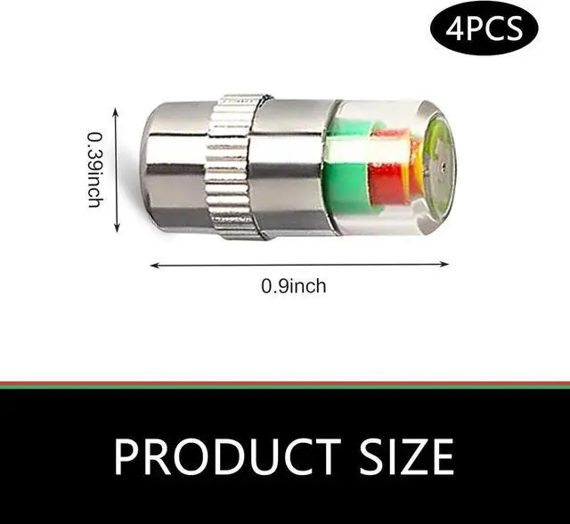 Alt view image 2 of 7 - 4 PCS Car Tire Pressure Monitor Valve Stem Caps, 3 Color Eye Alert Tire Pressure Monitor Sensor Indicator, 2.4 Bar 36PSI Pressure Monitor Tire Valve Stem Caps, Universal for Most Cars
