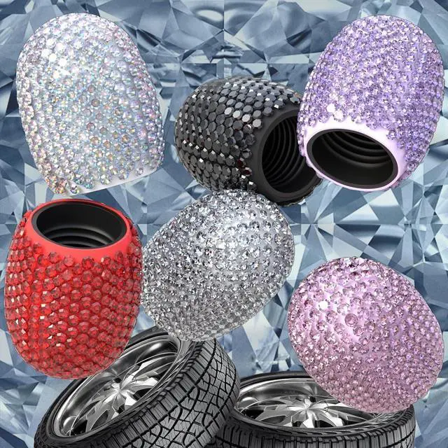 Alt view image 7 of 7 - 4Pcs Car Tire Valve Stem Caps White Bling Tire Air Cap Car Accessories | Universal Stem Covers, Plastic Liner Corrosion Resistant Tires Valve Cap with O Rubber Ring,Crystal Diamond
