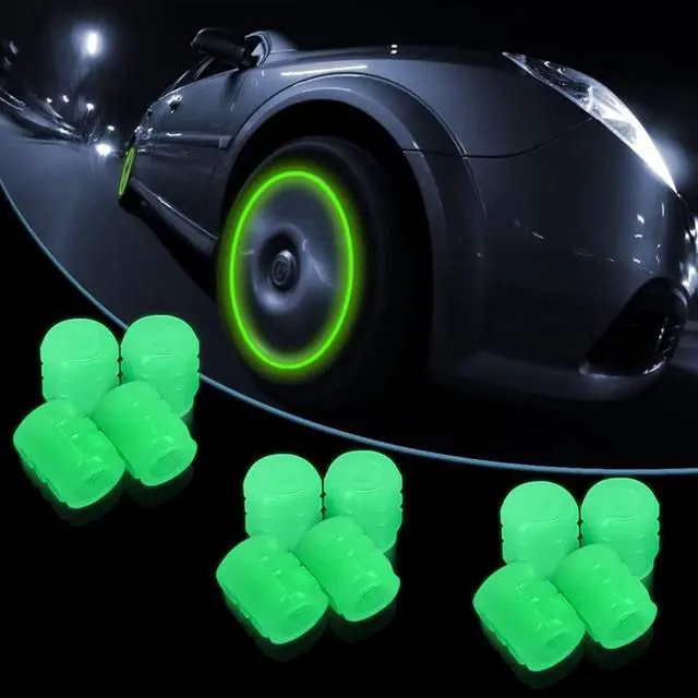 Main image of 20Pcs Fluorescent Tire Valve Caps, 2026 Glow in the Dark Tire Valve Caps, Glow in the Dark Valve stem caps Pranks for Adults Cars Bike Motorcycles,Valve Stem Caps Funny(20Pcs Green)